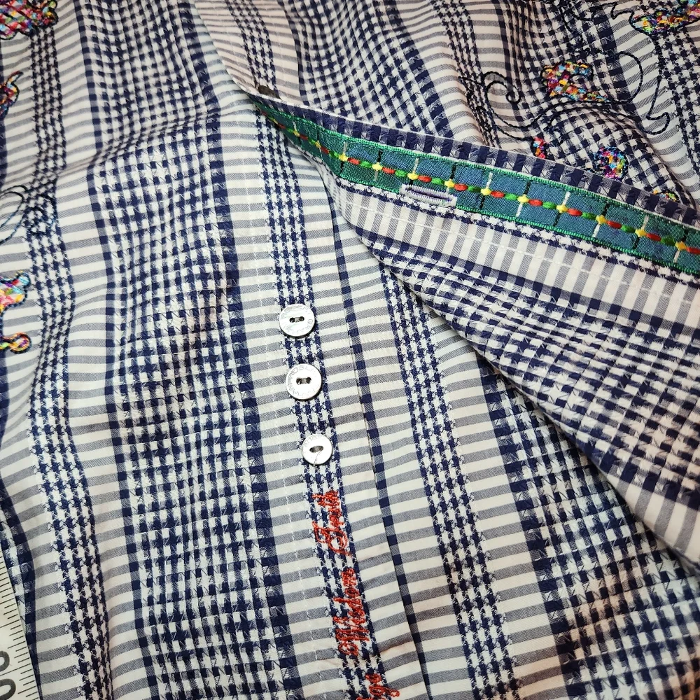 Robert Graham Plaid Embroidered Mens Shirt Suze Large - Picture 10 of 16